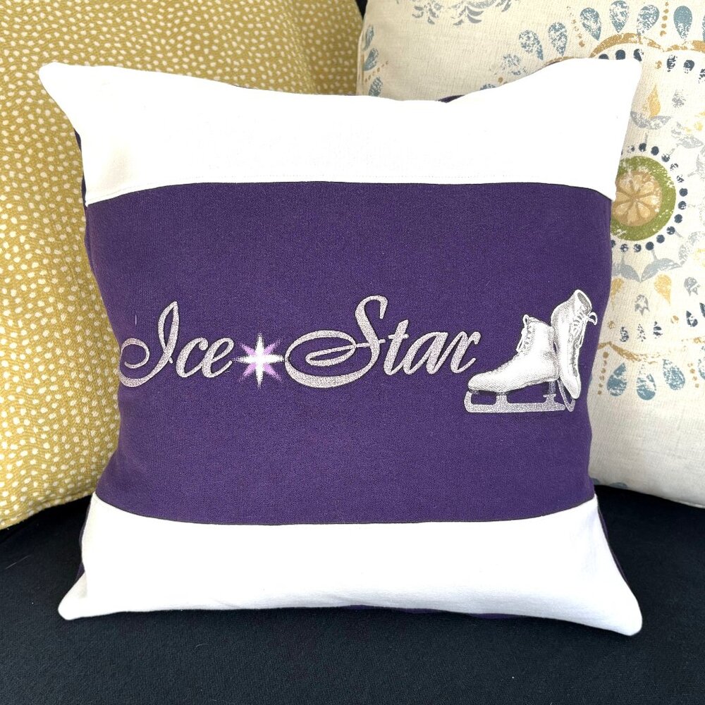 Ice Star Figure skating Handmade gift 16x16 Purple decorative throw pillow cover